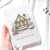 Gedicht Winter Scene Sneeuwvlokken Groen Kerstmis Feestdagen Kaart