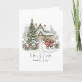 Gedicht Witte Rode Barrow Greenery Pine Kerstboom Feestdagen Kaart (Voorkant)