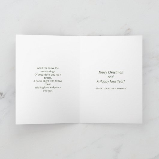 Gedicht Witte Rode Barrow Greenery Pine Kerstboom Feestdagen Kaart (Binnen)