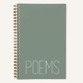 "Gedichten" Minimalistisch Groen Poëzie Tijdschrif Notitieboek (Voorkant)