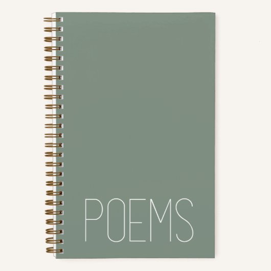 "Gedichten" Minimalistisch Groen Poëzie Tijdschrif Notitieboek (Voorkant)