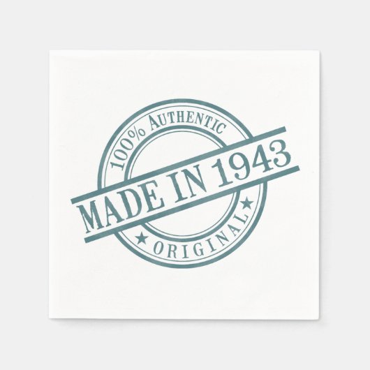 Gediend in 1943, geboortejaar rond rubberzegel Log Servetten (Voorkant)