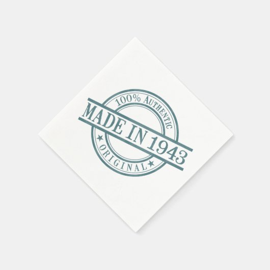 Gediend in 1943, geboortejaar rond rubberzegel Log Servetten (Hoek)