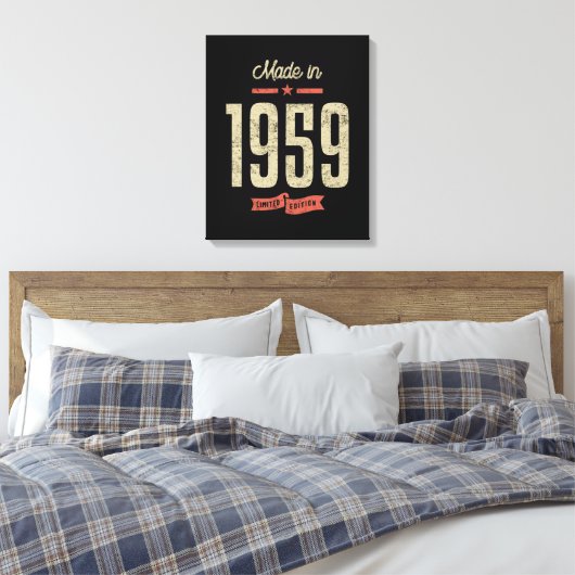 Gediend in 1959, Birthday Gift Canvas Afdruk (Insitu (Slaapkamer))