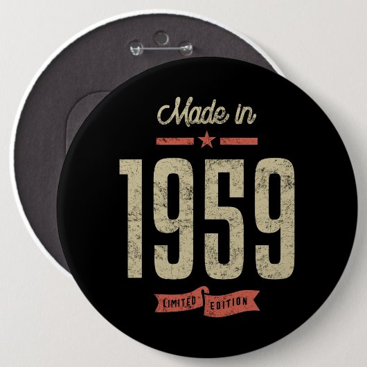 Gediend in 1959, Birthday Gift Ronde Button 6,0 Cm (Voorkant /achterkant)