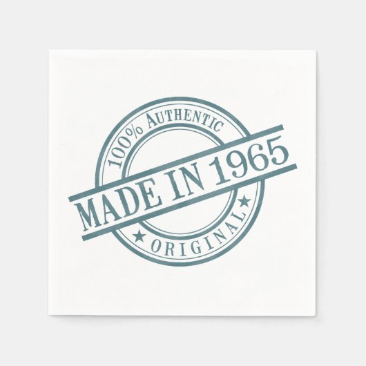 Gediend in 1965, geboortejaar rond rubberzegel Log Servetten (Voorkant)