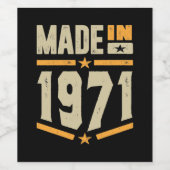 Gediend in 1971, Birthday Gift Wijn Etiket (Enkel label)