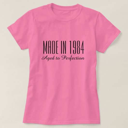 Gediend in 1984 tot perfectie van het shirt voor v (Design voorkant)