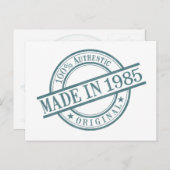 Gediend in 1985, geboortejaar rond rubberzegel Log Briefkaart (Voorkant / Achterkant)