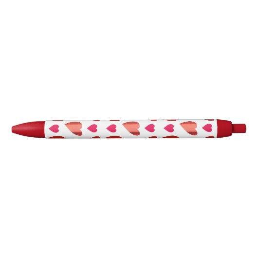 Gedifferentieerd en vast rood roze hartenpatroon blauwe inkt pen (Voorkant)