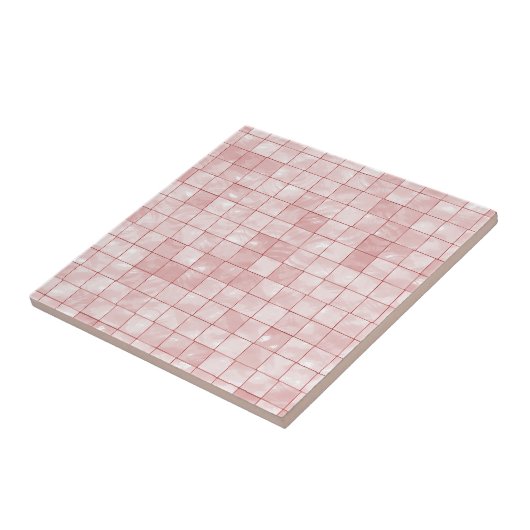 Gedifferentieerde pasta, Girly Pink Tile Pattern Tegeltje (Zijkant)