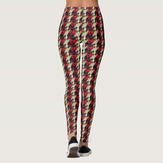 Gedifferentieerde Poinsettia Floral Pattern Leggings (Achterkant)