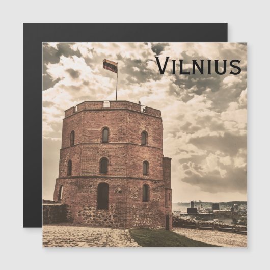 Gediminas toren van Vilnius Magnet (Voorkant / Achterkant)