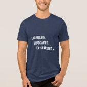 Gediplomeerd. Geschoold. Uitgeput. | Ploegendienst Tri-Blend Shirt (Voorkant)