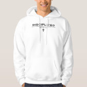 Gedisciplineerd + gedisciplineerd witte hoodie (Voorkant)