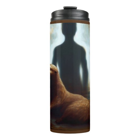Gedistilleerd Dier Otter 2 Thermosbeker (Voorkant)