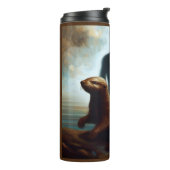 Gedistilleerd Dier Otter 2 Thermosbeker (Gedraaid links)