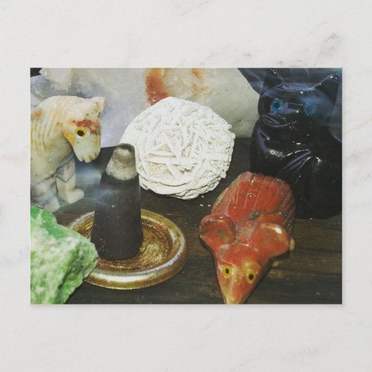 Gedistilleerde dieren, kristallen en incense briefkaart (Voorkant)