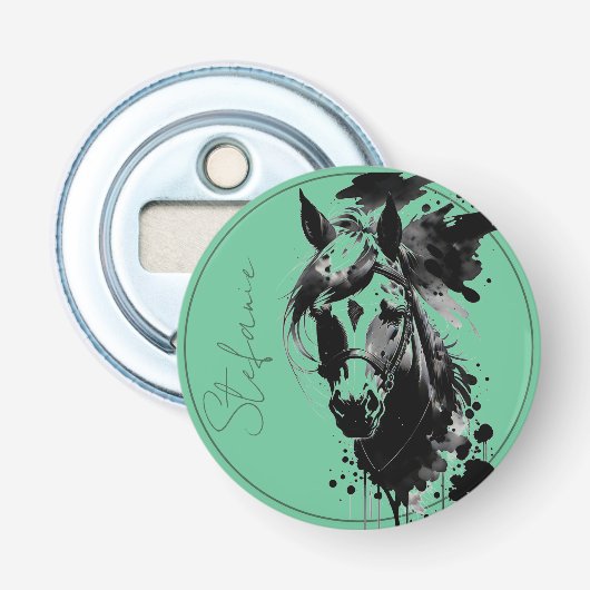 Gedistilleerde Pony 3 Aqua Button Flesopener (Voorkant)