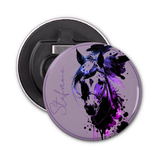 Gedistilleerde Pony 3 lavendel Button Flesopener (Voorkant)