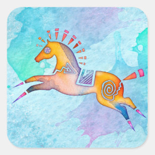 Gedistilleerde Pony dierlijke totem-Stickers Vierkante Sticker