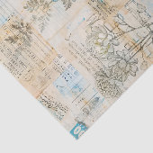 Gedistingeerd Ephemera Collage met Blauwe Accenten Tissuepapier (Detail)
