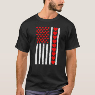 Gedistingeerd grappig Amerikaans vlag hart Valenti T-shirt