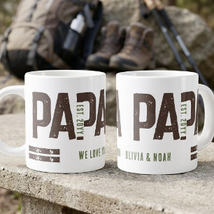 Gedistingeerd Papa Jaar Persoonlijk Bruin Groen Grote Koffiekop