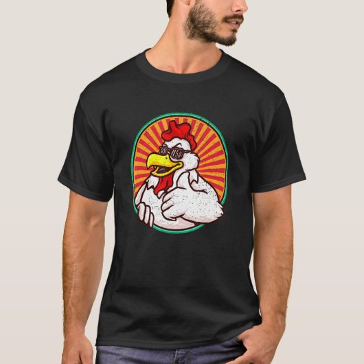 Gedistingeerd vintage retro kip t-shirt (Voorkant)