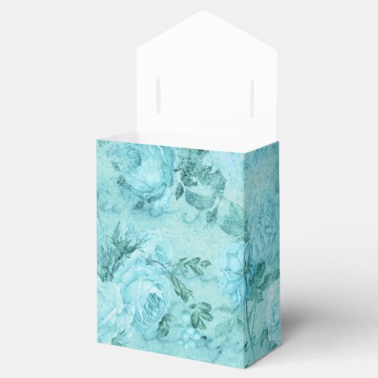 Gedistingeerde Blauwe Rozen Collage Bedankdoosjes (Geopend)