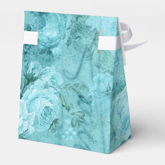 Gedistingeerde Blauwe Rozen Collage Bedankdoosjes (Achterkant)