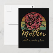 Gedistingeerde Retro Zonsondergang Rode Roos Moede Briefkaart (Voorkant / Achterkant)