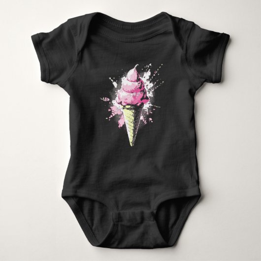 Gedistressed Abstract Roze IJscrème Spat Romper (Voorkant)