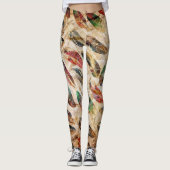 Gedistresseerd Boho Veren Patroon Leggings (Voorkant)