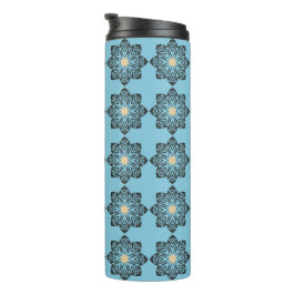 Gedistresseerd geometrisch bloemmedaillonpatroon thermosbeker