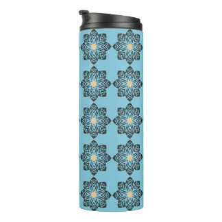 Gedistresseerd geometrisch bloemmedaillonpatroon thermosbeker