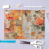 Gedistresseerde bloemenopeenhopingcollage in herfs tissuepapier (Craft)