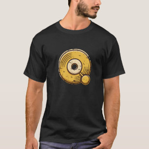 Gedistresseerde Gouden Vinylplaat Muziek Q Logo Zo T-shirt