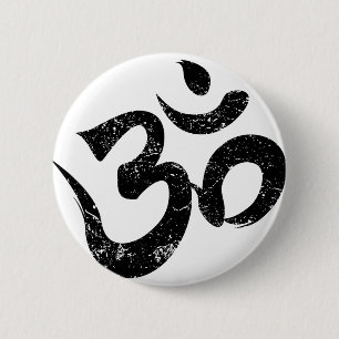 Gedistresseerde Om-meditatie spirituele Indiase yo Ronde Button 5,7 Cm