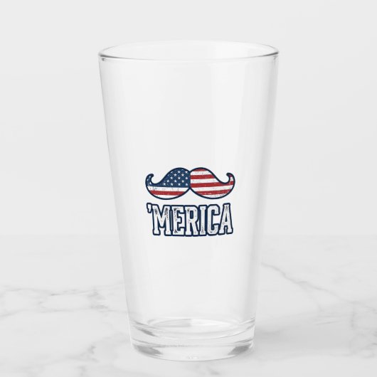 Gedistrobeerde Amerika Baard Patriottische Vector Glas (Voorkant)