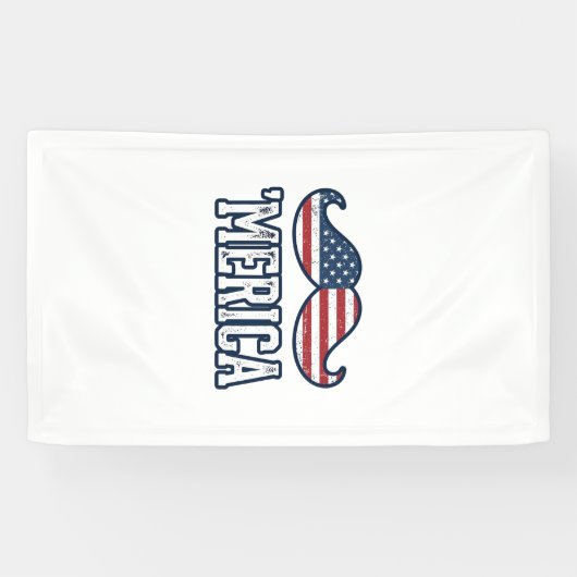 Gedistrobeerde Amerika Baard Patriottische Vector  Spandoek (Horizontaal)