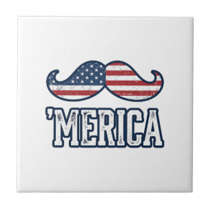 Gedistrobeerde Amerika Baard Patriottische Vector  Tegeltje
