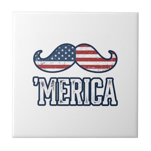 Gedistrobeerde Amerika Baard Patriottische Vector Tegeltje (Voorkant)