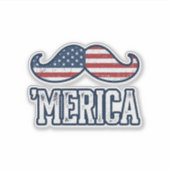 Gedistrobeerde Amerika Snor Patriottisch Vectoront Sticker (Voorkant)