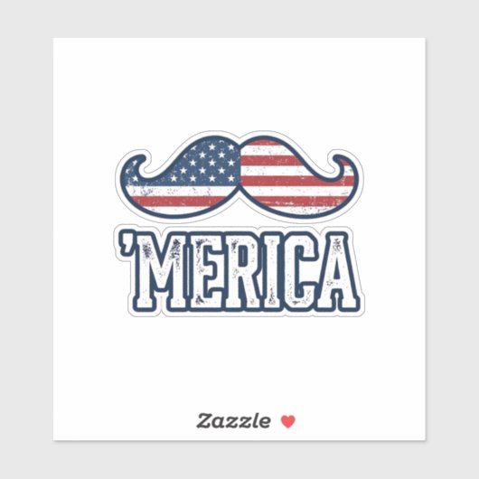 Gedistrobeerde Amerika Snor Patriottisch Vectoront Sticker (Vel)