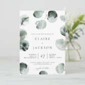 Gedmuleerde groene eucalyptus moderne uitnodiging  (Staand voorkant)