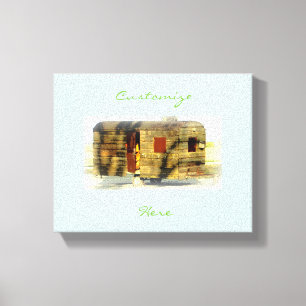 Gedoeld hout, zigeunerkaravaan Thunder_Cove Canvas Afdruk
