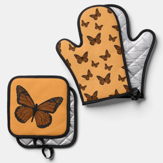 gedoemde monarch ovenwant & pannenlap set (Voorkant / Achterkant)