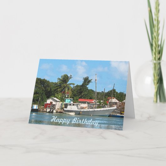 Gedokte Boats Antigua Kaart (Voorkant)