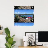 Gedokte boten op het mooie meer poster (Thuiskantoor)